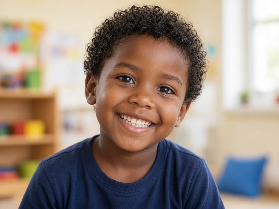 Confident preschool child ready for Grade 1