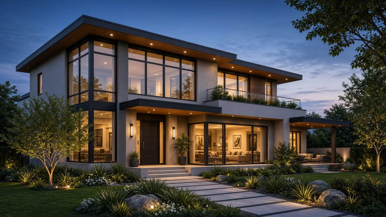 Family home at dusk