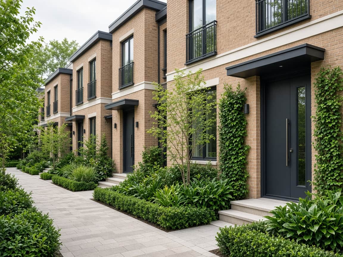 Row of contemporary townhouses