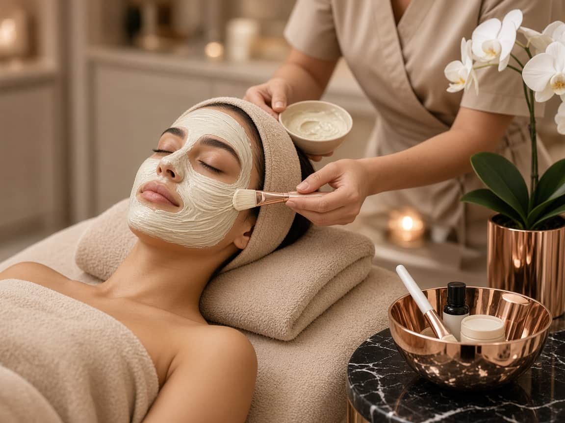 Client receiving a luxury facial treatment